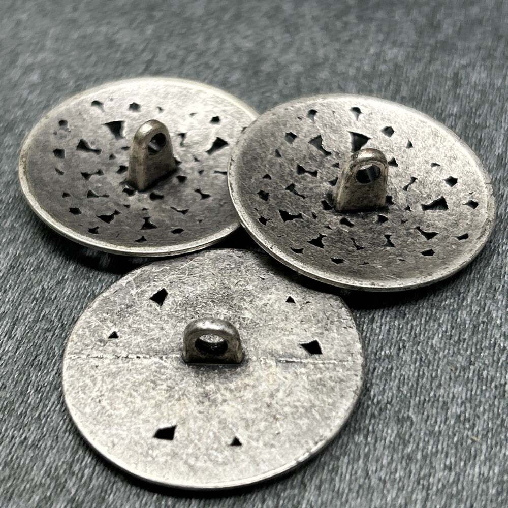 Lot of 3 Vintage Silver Tone Metal Shank Buttons Ornate Filigree 1" Diameter - Picture 5 of 6